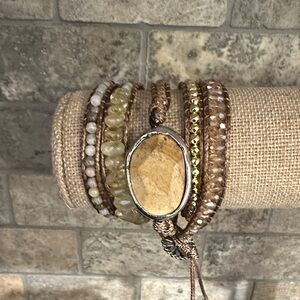 🍀 10. Natural Stone Beaded Wrap Bracelet